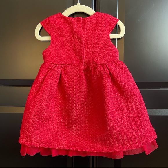 EUC Cat & Jack Red Holiday Sparkle Dress (18mo) - Picture 3 of 7